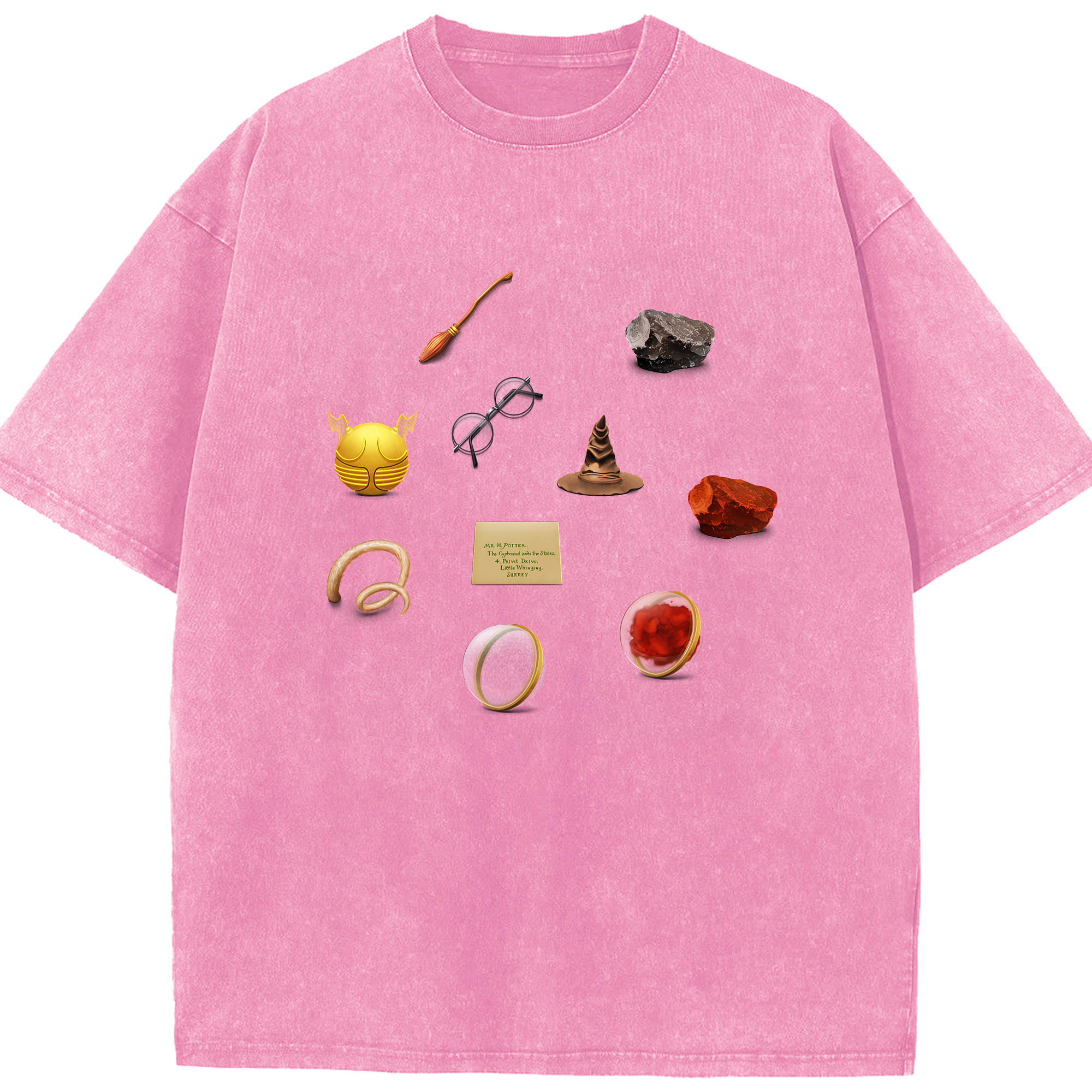 （画像用） Harry Potter ハリー・ポッターシリーズ 綿100% ヴィンテージ風 半袖Tシャツ（フロントプリント）